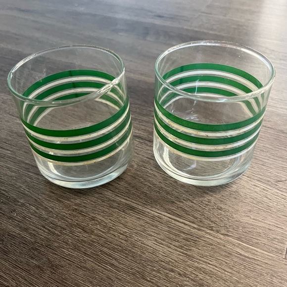 Vintage Set of Two Green Striped Glasses - Picture 1 of 3